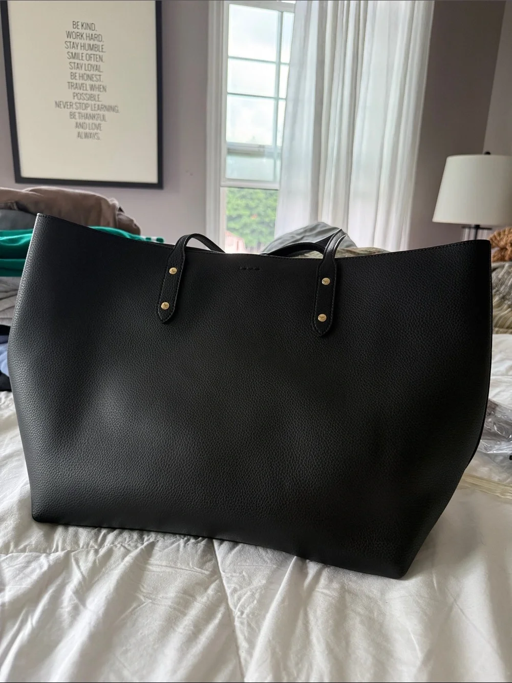 Coach Black Pebbled Leather Tote with Gold Tag - Picture 2 of 5